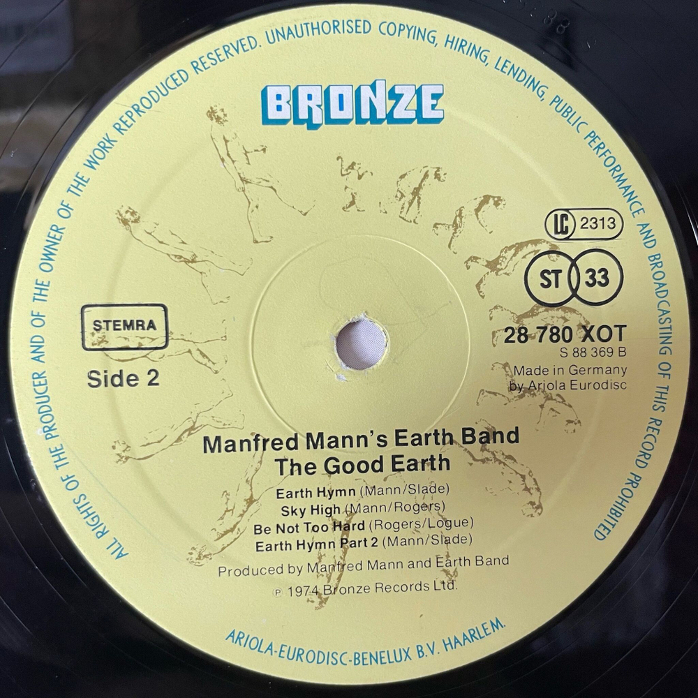Винтажная виниловая пластинка LP Manfred Mann's Earth Band The Good Earth (Germany 1977)