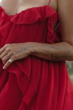 Платье мини с воланами red