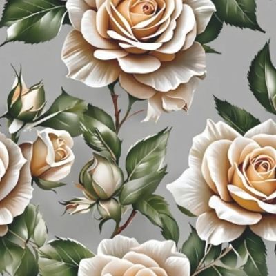 кремовые 3D розы