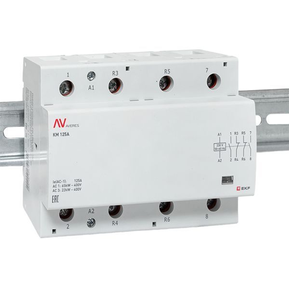 Контактор модульный EKF km-av-6-125-22-230V