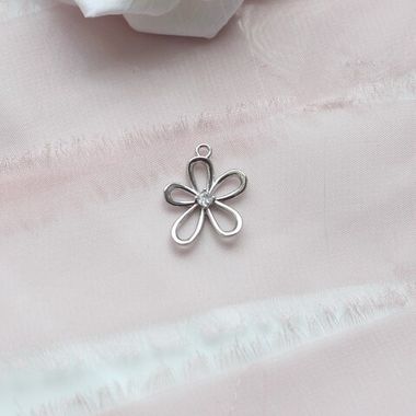 Подвеска Цветок с фианитом 17*14 мм, родий, П248