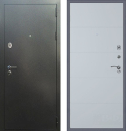 Входная металлическая дверь в квартиру Сенатор Эталон 3К Антик серебро Тривиа софт светло-серый, без текстуры
