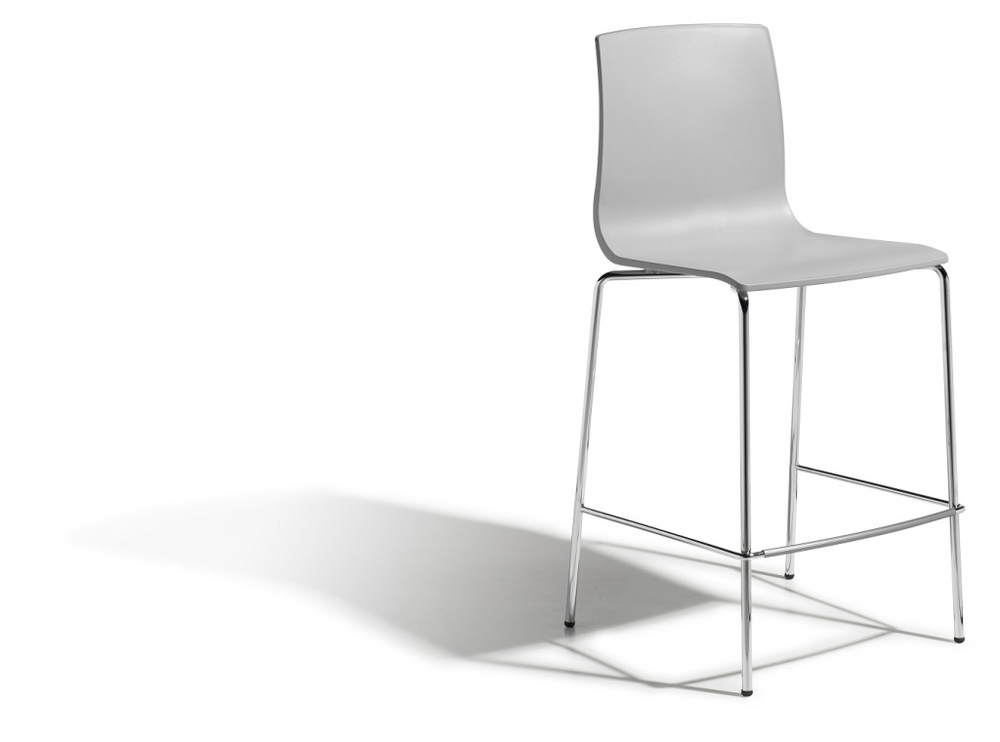 Стул полубарный пластиковый Scab Design Alice Barstool, хром, светло-серый