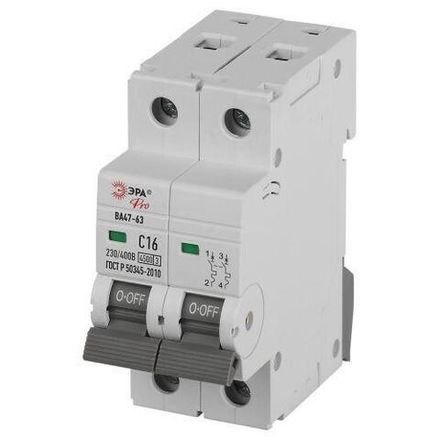 Выключатель автоматический 2п C 16А 4.5кА ВА47-63 PRO ЭРА Б0059422