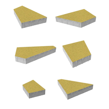 Тротуарная плитка ОРИГАМИ - Стандарт Желтый, комплект из 6 видов плит