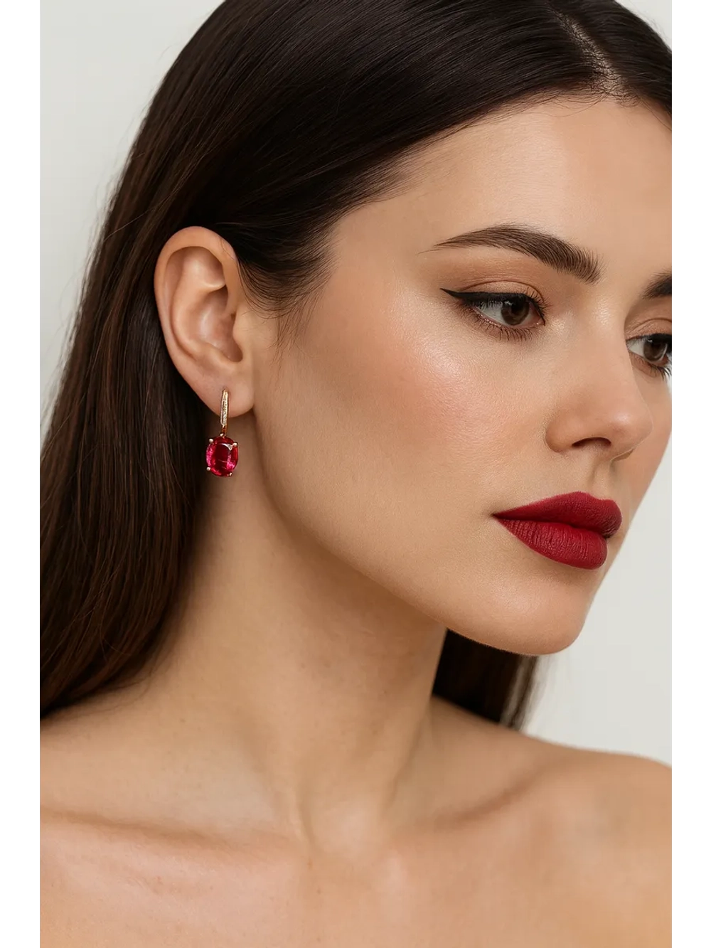 Серьги серебряные с ситаллом "рубеллит"