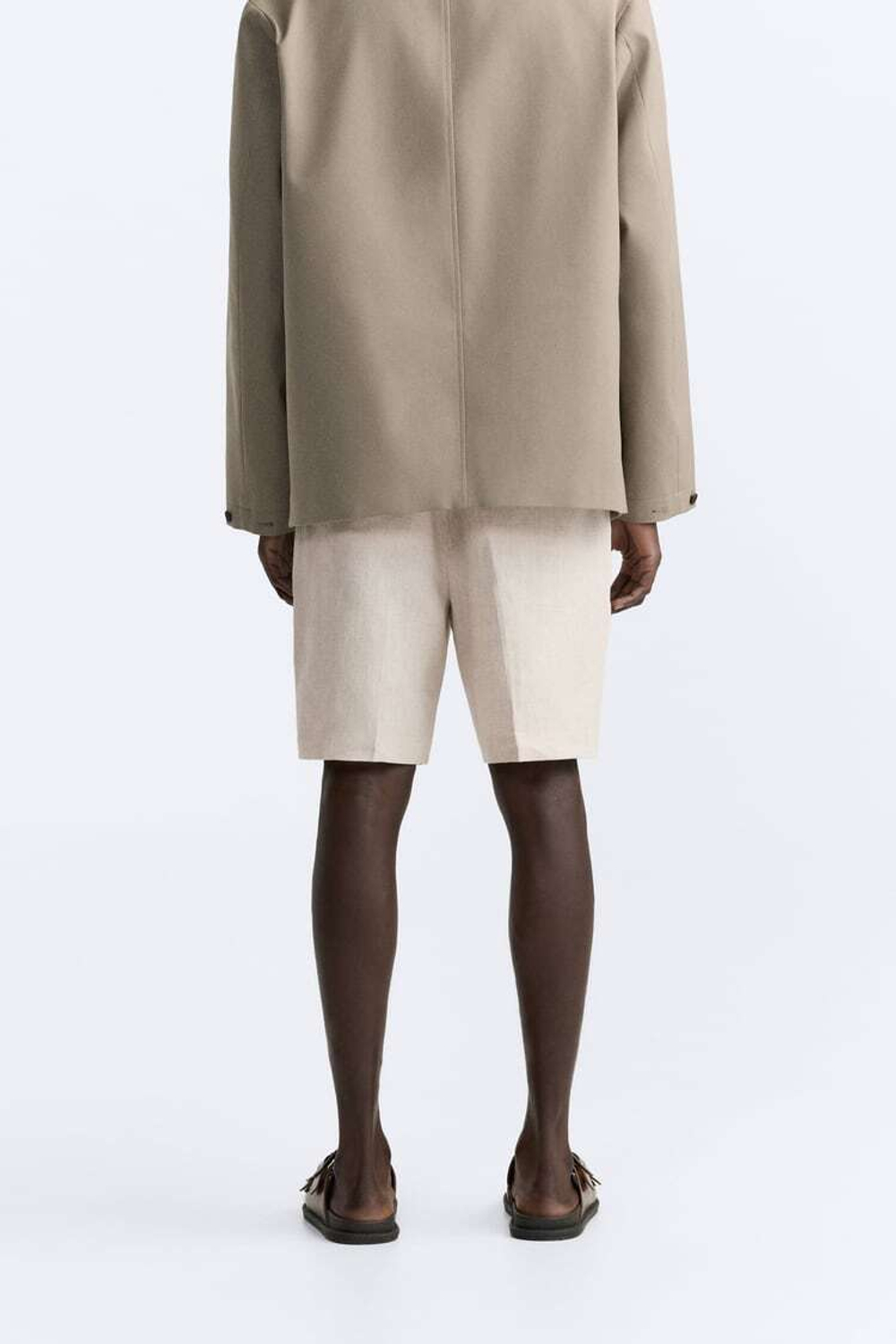 ZARA ШОРТЫ ИЗ 100% ЛЬНА, СВЕТЛО-БЕЖЕВЫЙ