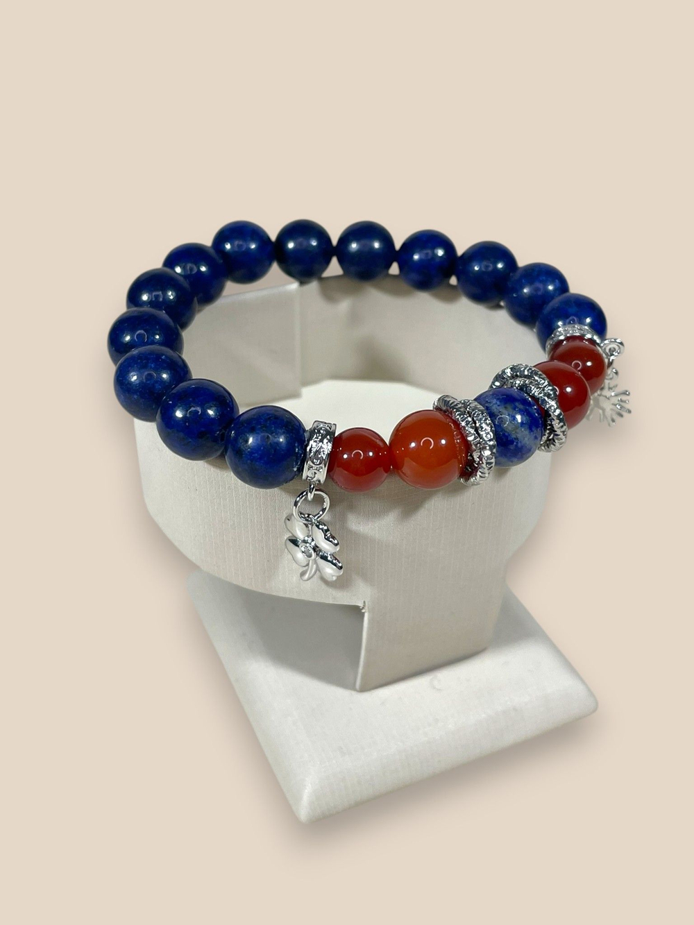Браслет для Рака, лазурит и сердолик