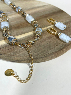 Комплект колье и серьги муранское стекло