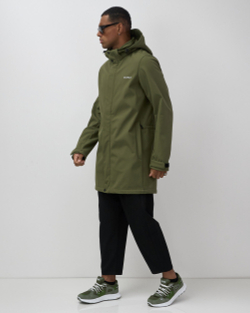 Парка спортивная мужская с капюшоном softshell цвета хаки 9565Kh