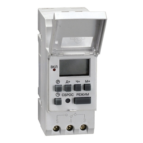 Таймер ТЭ15 цифровой недельный 16А 230В на DIN-рейку 1НО/НЗ 16 циклов, резерв питания ИЭК 3 модуля MTA10-16