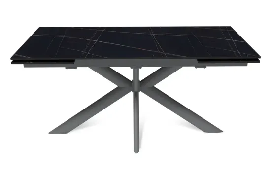 Стол "СТРОНГ" 160-240, керамика Black gold матовая, опоры черный муар