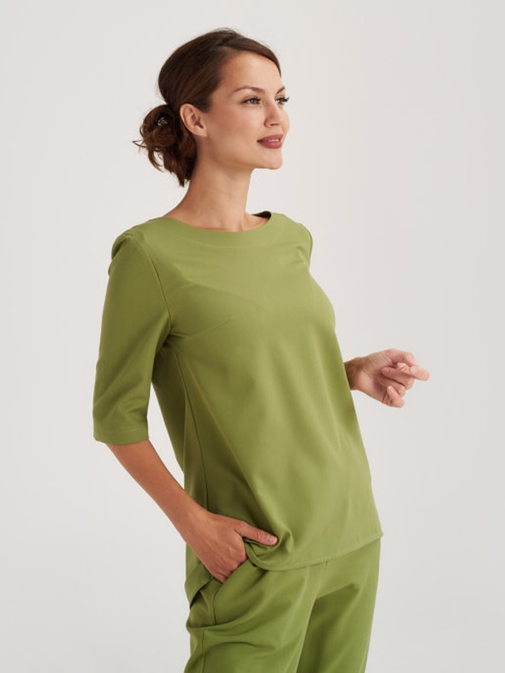 Блуза медицинская Бл-349/2 3/4, Либерти люкс, хаки