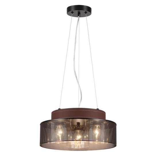 6598/3C MODERNI LN25 156 черный/черный. коричневый металл, эко кожа/металл, стекло Подвесной светильник Е27 3*60W 220V BASALTO