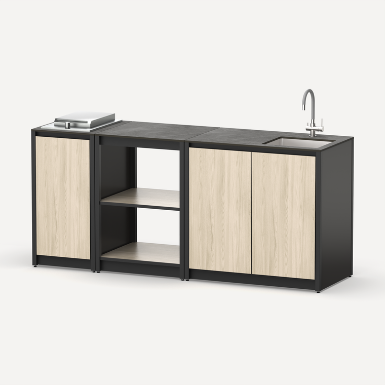 Уличная кухня Lounge C-103SP, 1.9 м, дуб сонома/черный мрамор