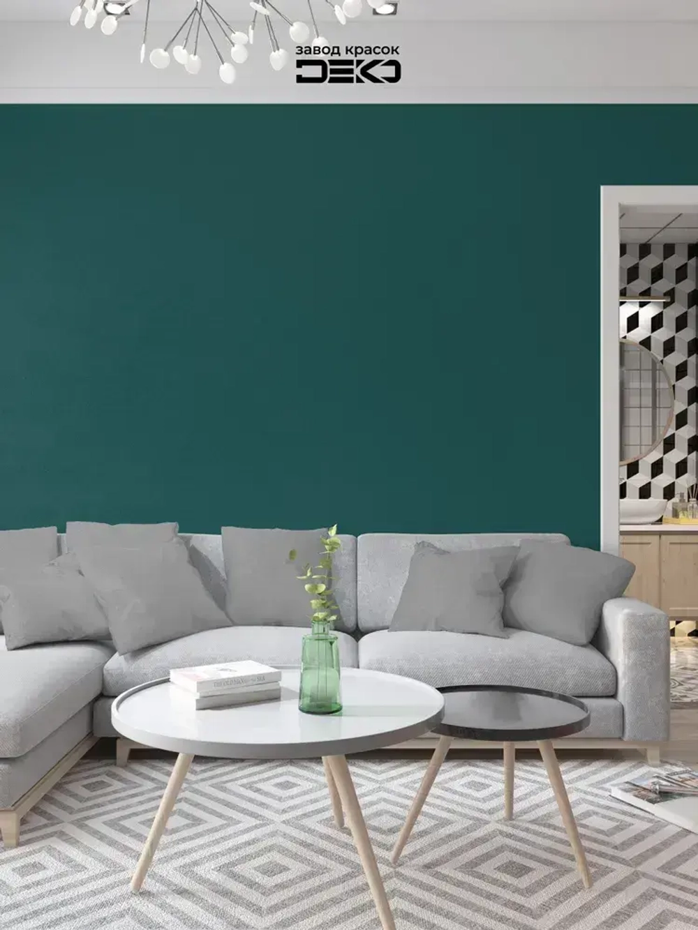 Краска для стен моющаяся DEKO ART интерьерная без запаха, изумрудный 500гр