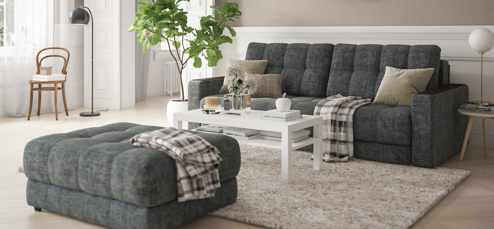 Диван Босс Шенилл Смарт серый