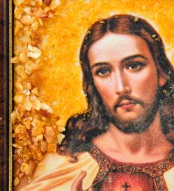 AMB-04/18 Икона «Иисус Христос» (с янтарной крошкой) H-18см