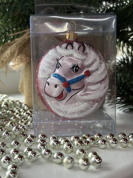 Ёлочное украшение Лошадка 90 мм., красный, стекло, Ёлочка (С1151/2)