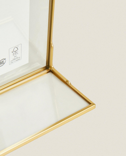 Zara Home Фоторамка из стекла, цвет золотой, 21 см