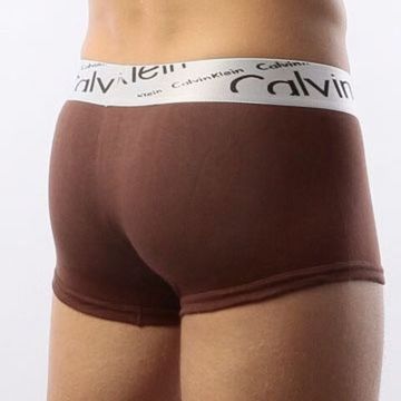 Мужские трусы боксеры коричневые с косой резинкой Calvin Klein Steel Boxer Italics Brown
