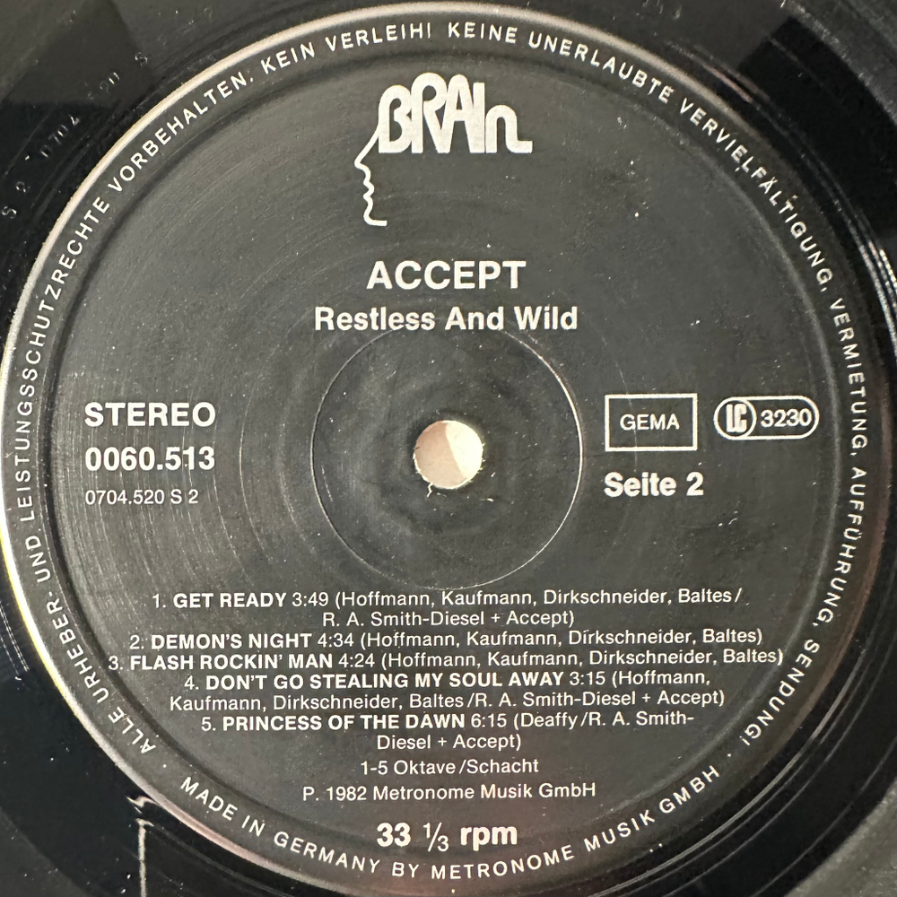Accept ‎– Restless And Wild (Германия 1982г.)