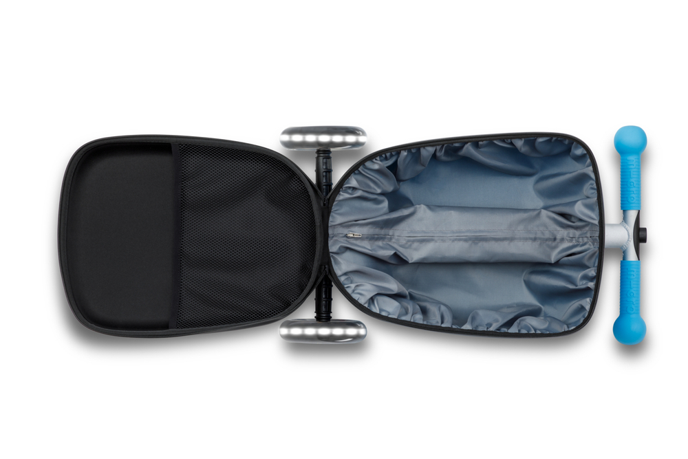 Чемокат Micro Luggage Junior LED синий с наклейками