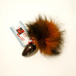 Анальная пробка с оранжево-черным заячьим хвостом - 8 см. (Цвет: оранжевый с черным)