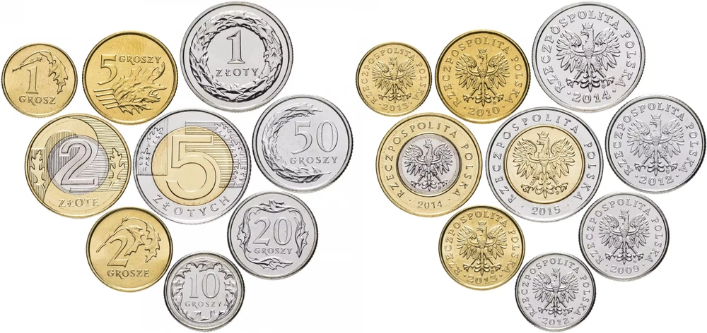 Польша 1990 - 2014 набор 9 монет XF