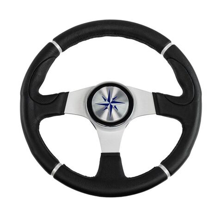 Рулевое колесо ORION обод черный, спицы серебряные д. 340 мм