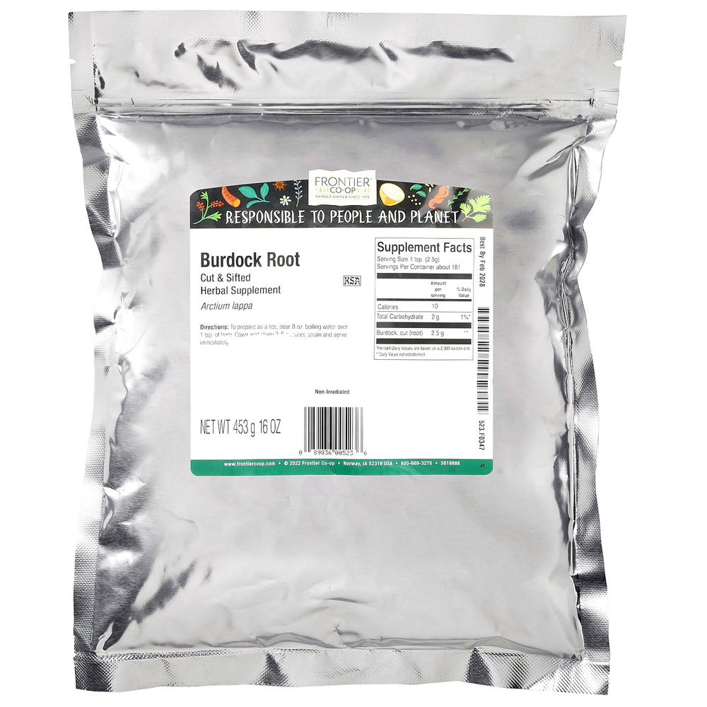 Frontier Co-op, нарезанный и просеянный корень лопуха, 453 г (16 унций)