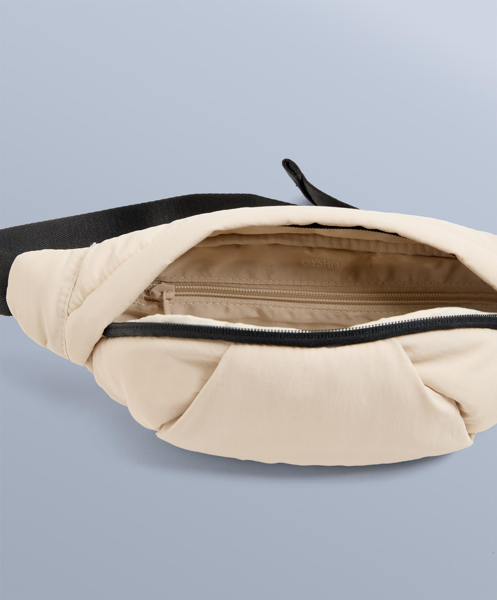 OYSHO Водонепроницаемая нейлоновая поясная сумка, экрю