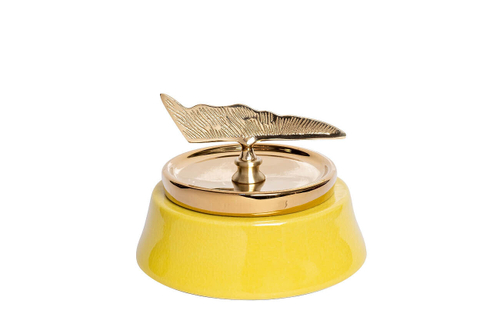 Ваза Garda Decor керамическая с крышкой желтая