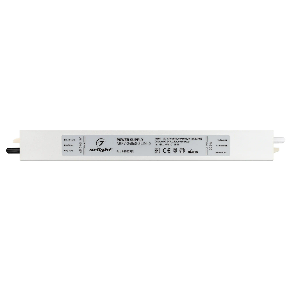 Блок питания ARPV-24060-SLIM-D (24V, 2.5A, 60W) (Arlight, IP67 Металл, 3 года) 025027(1)