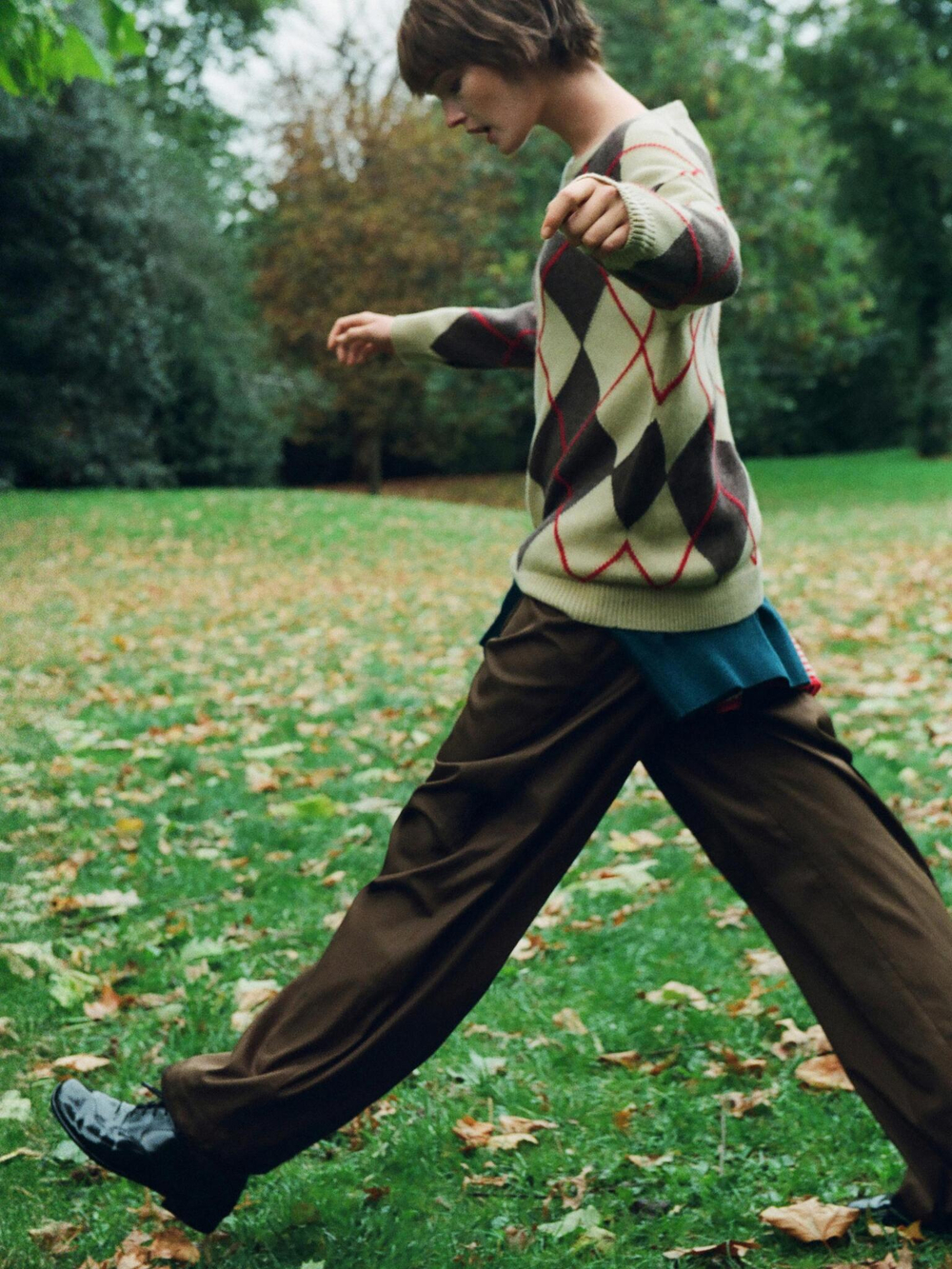 Massimo Dutti Свитер из смесовой шерсти с узором «ромбы», цвет верблюжьей шерсти