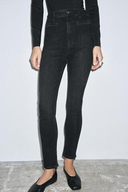 ZARA ДЖИНСЫ SKINNY С ВЫСОКОЙ ПОСАДКОЙ — ZW COLLECTION, ЧЕРНЫЙ