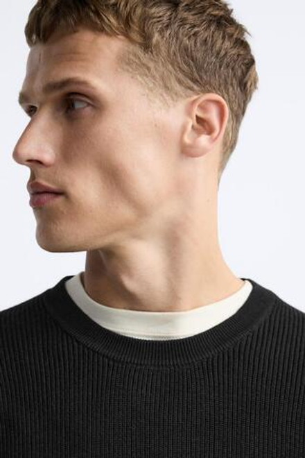 ZARA СВИТЕР ЖЕМЧУЖНОЙ ВЯЗКИ, ЧЕРНЫЙ