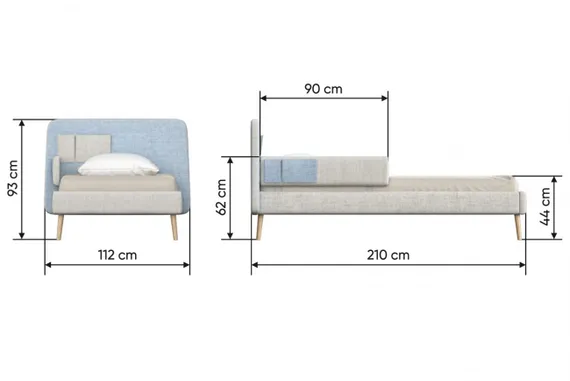 Кровать подростковая Ellipse Soft 90 х 200 см Бежевая/зеленая