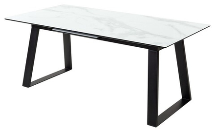 Стол Франк 180 БЕЛЫЙ МРАМОР, стекло / ЧЕРНЫЙ М-City