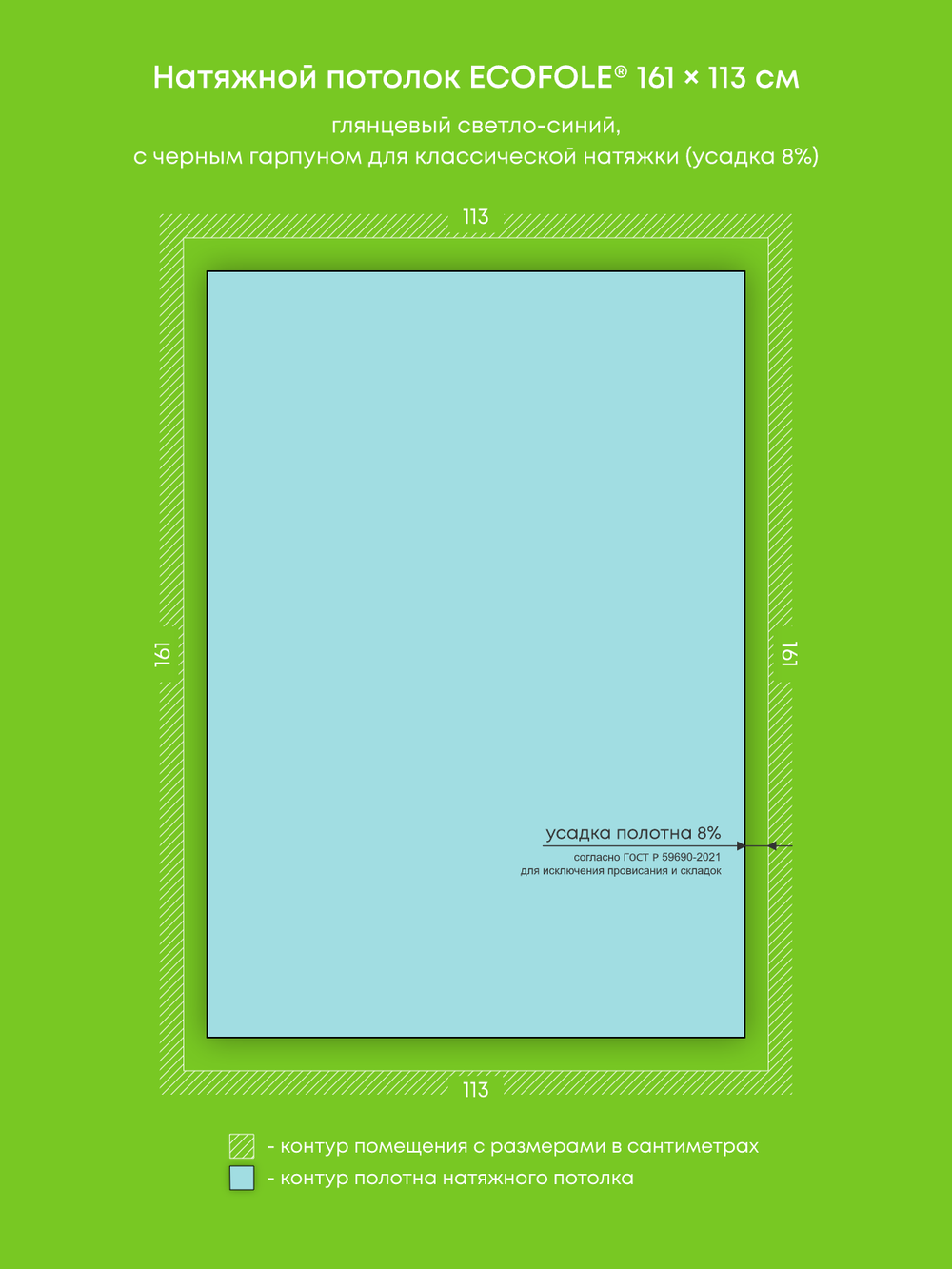 Глянцевый натяжной потолок 1.8 м2