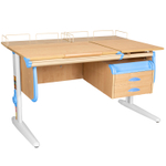 Растущая парта Дэми СУТ 25 с задними полками СУТ.15.210 и навесной тумбой (1200×880 мм)