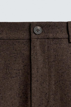 ZARA БРЮКИ С ЗАЩИПАМИ И ПУГОВИЦАМИ, КОРИЧНЕВЫЙ