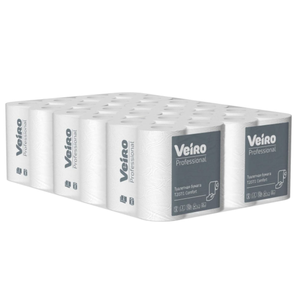 Туалетная бумага в рулонах Veiro Professional Comfort белая двухслойная (48 рулонов по 15 м)