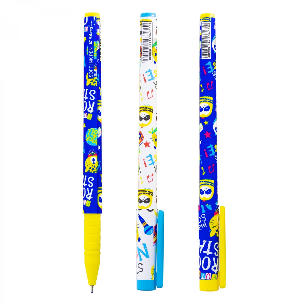 Ручка шариковая Yalong, на масляной основе, "Zoo", 0,7 мм, синяя, игольчатый наконечник, цветной пластиковый корус, карт. уп.