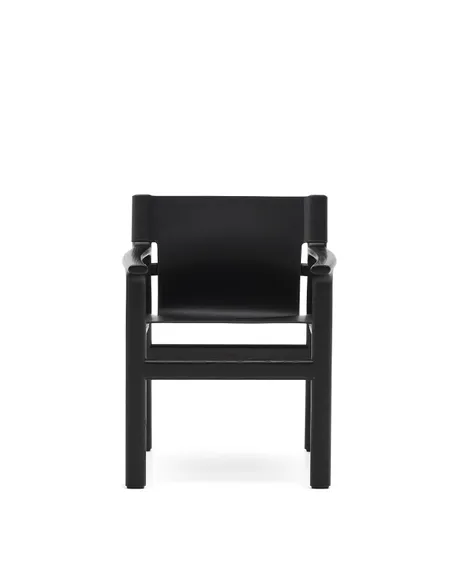 Стул Jan из переработанной кожи черного цвета и ясеня в черном цвете