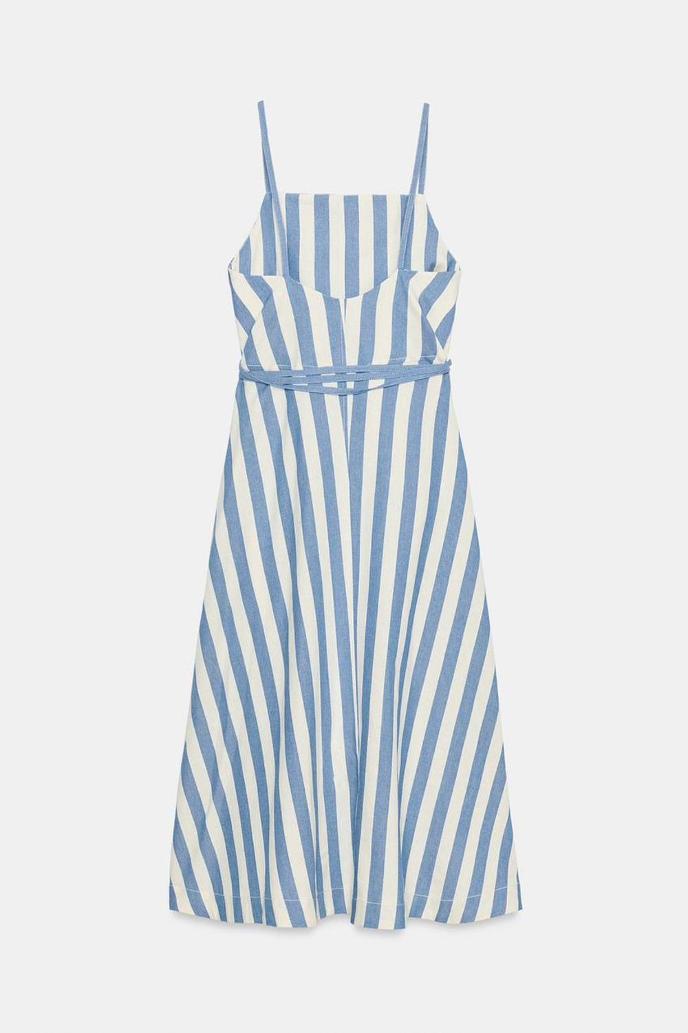 ZARA ПЛАТЬЕ МИДИ В ПОЛОСКУ — ZW COLLECTION, СИНИЙ/БЕЛЫЙ