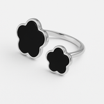 Кольцо Цветок двойной с ониксом