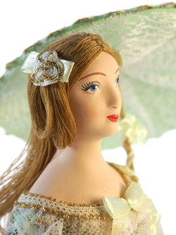 Кукла коллекционная Барышня в летнем платье с зонтиком 19 века