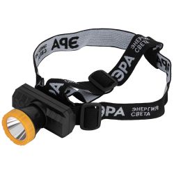 Фонарь налобный светодиодный ЭРА GA-802 аккумуляторный мощный яркий 2 режима желто-черный | Налобные фонари