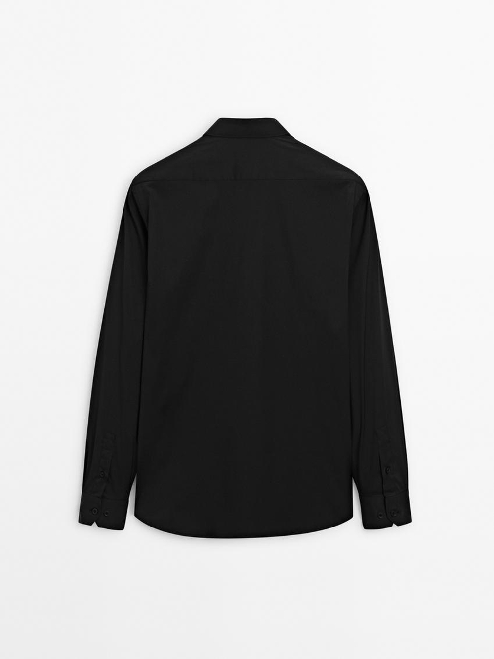 Massimo Dutti Рубашка облегающего кроя из эластичной ткани, черный